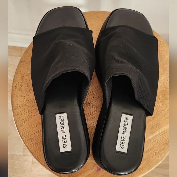 NWOT Steve Madden Women's Slinky30 Platform Sandal Size 39 in Black - Picture 8 of 14